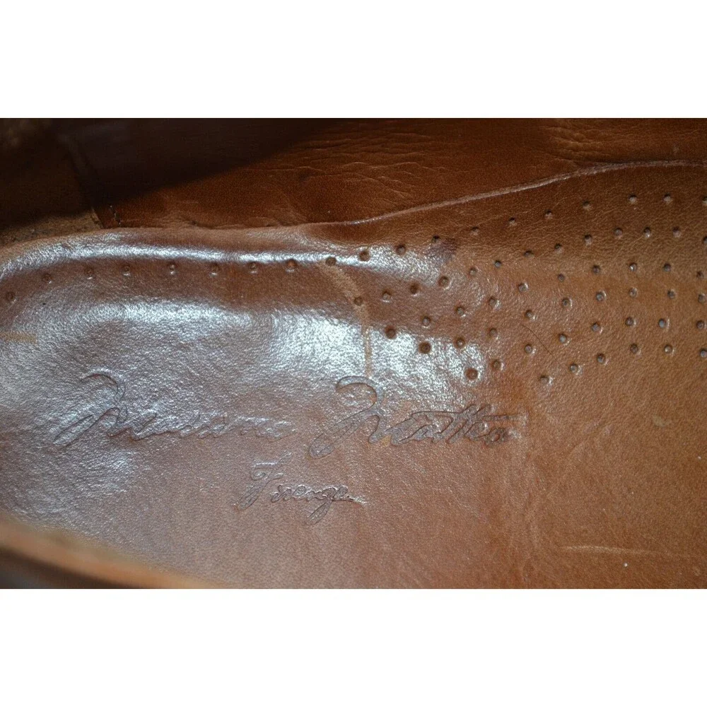 Men's Massimo Matteo Italy 10.5 M Brown Leather Oxford Slip on Dress Shoes‎ 7741